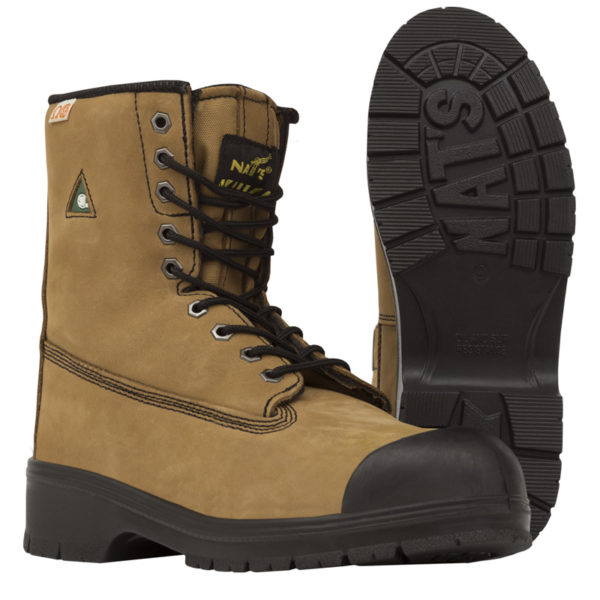 Botte travail lacée 8'' cuir nubuck/P.U., cap & semelle Nat's, tan(T) G 5 - 14